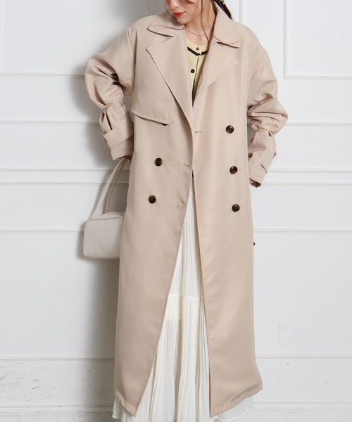 SpRay（スプレイ）の「ロングトレンチコート（トレンチコート・レディース・ライトベージュ/ネイビー・FREE）」の17枚目の写真