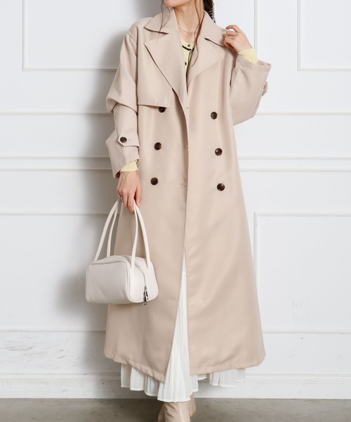 SpRay（スプレイ）の「ロングトレンチコート（トレンチコート・レディース・ライトベージュ/ネイビー・FREE）」の19枚目の写真