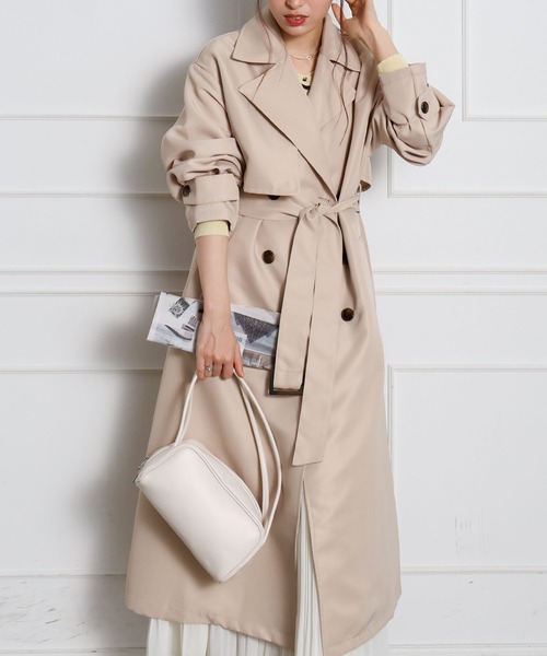 SpRay（スプレイ）の「ロングトレンチコート（トレンチコート・レディース・ライトベージュ/ネイビー・FREE）」の21枚目の写真