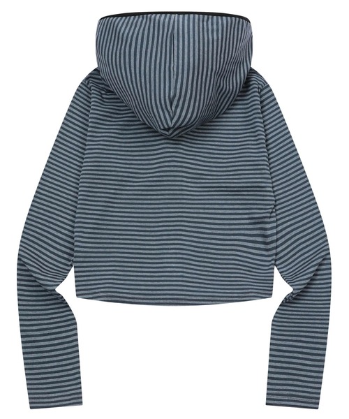 MUCENT(ムセント)の「【UNISEX】MUCENT/2WAYボーダージップ(パーカー・レディース・ブラック/チャコール・FREE)」の3枚目の写真