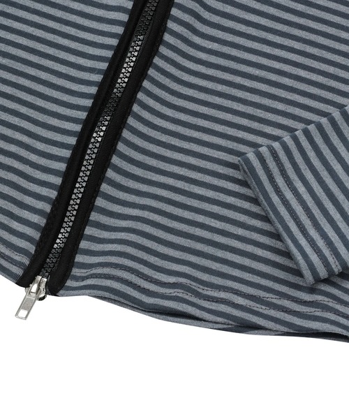 MUCENT(ムセント)の「【UNISEX】MUCENT/2WAYボーダージップ(パーカー・レディース・ブラック/チャコール・FREE)」の4枚目の写真