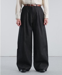 Adoon plain(�A�h�[���v���[��)��RIGID DENIM 1-TUCK WIDE PANTS / ���W�b�g�f�j��1�^�b�N���C�h�p���c �y�Z�b�g�A�b�v�z(�f�j���p���c)