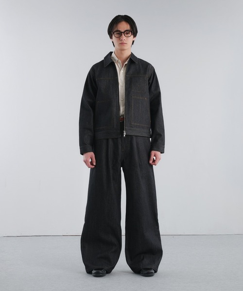 Adoon plain（アドーンプレーン）の「RIGID DENIM 1-TUCK WIDE PANTS / リジットデニム1タックワイドパンツ 【セットアップ可】（デニムパンツ・メンズ・インディゴブルー/ブラック・LARGE/MEDIUM/SMALL）」の12枚目の写真