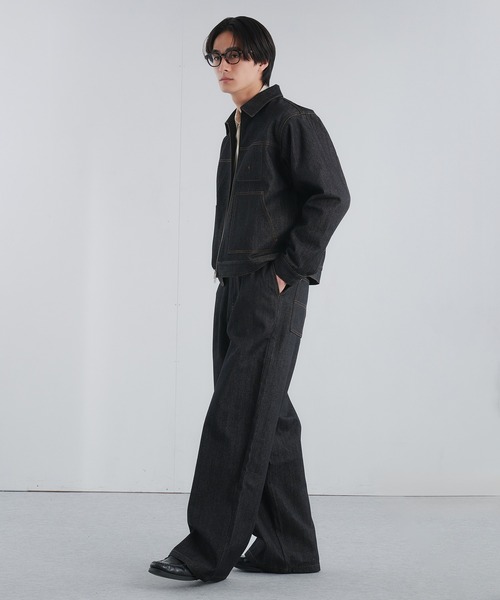 Adoon plain（アドーンプレーン）の「RIGID DENIM 1-TUCK WIDE PANTS / リジットデニム1タックワイドパンツ 【セットアップ可】（デニムパンツ・メンズ・インディゴブルー/ブラック・LARGE/MEDIUM/SMALL）」の13枚目の写真