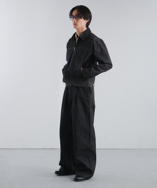Adoon plain（アドーンプレーン）の「RIGID DENIM 1-TUCK WIDE PANTS / リジットデニム1タックワイドパンツ 【セットアップ可】（デニムパンツ・メンズ・インディゴブルー/ブラック・LARGE/MEDIUM/SMALL）」の17枚目の写真