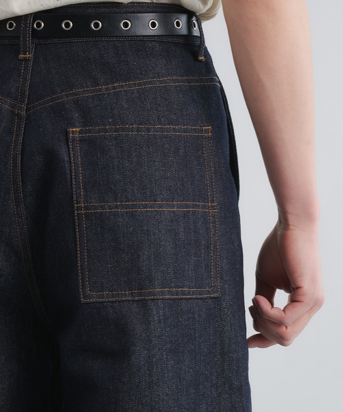 Adoon plain（アドーンプレーン）の「RIGID DENIM 1-TUCK WIDE PANTS / リジットデニム1タックワイドパンツ 【セットアップ可】（デニムパンツ・メンズ・インディゴブルー/ブラック・LARGE/MEDIUM/SMALL）」の21枚目の写真