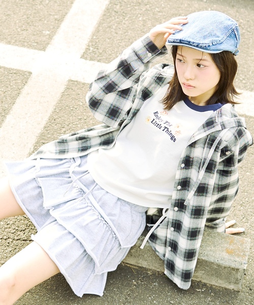 LOVETOXIC(ラブトキシック)の「【LTXC】チェックシャツパーカー(シャツ/ブラウス・キッズ・サックスブルー/ブラック・L:160cm/S:140cm/130cm/M:150cm)」の14枚目の写真
