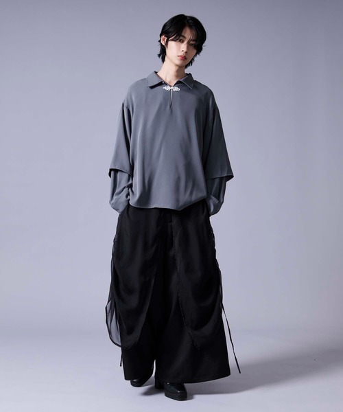 Ellno Loset（エルノロゼット）の「ソデレイヤードスキッパーチャイナシャツ（シャツ/ブラウス・メンズ・ブルーグレー/ブラック・MEDIUM/SMALL/LARGE）」の6枚目の写真