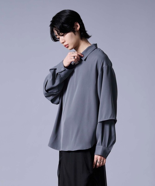 Ellno Loset（エルノロゼット）の「ソデレイヤードスキッパーチャイナシャツ（シャツ/ブラウス・メンズ・ブルーグレー/ブラック・MEDIUM/SMALL/LARGE）」の19枚目の写真