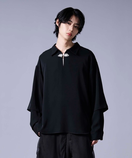 Ellno Loset（エルノロゼット）の「ソデレイヤードスキッパーチャイナシャツ（シャツ/ブラウス・メンズ・ブルーグレー/ブラック・MEDIUM/SMALL/LARGE）」の8枚目の写真