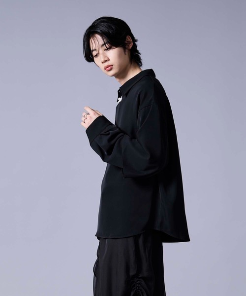 Ellno Loset（エルノロゼット）の「ソデレイヤードスキッパーチャイナシャツ（シャツ/ブラウス・メンズ・ブルーグレー/ブラック・MEDIUM/SMALL/LARGE）」の10枚目の写真