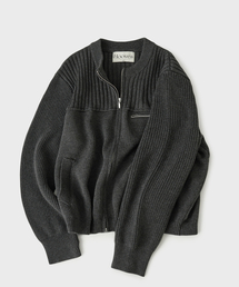 HOOVES（フーブス）の「マルチリブジップアップニット[チャコール]（カーディガン/ボレロ）」