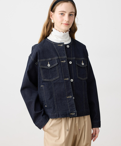 LE SOUK HOLIDAY(ルスークホリデー)の「ノーカラーストレッチデニムジャケット(その他アウター・レディース・ブルー/ネイビー・M/L)」の9枚目の写真