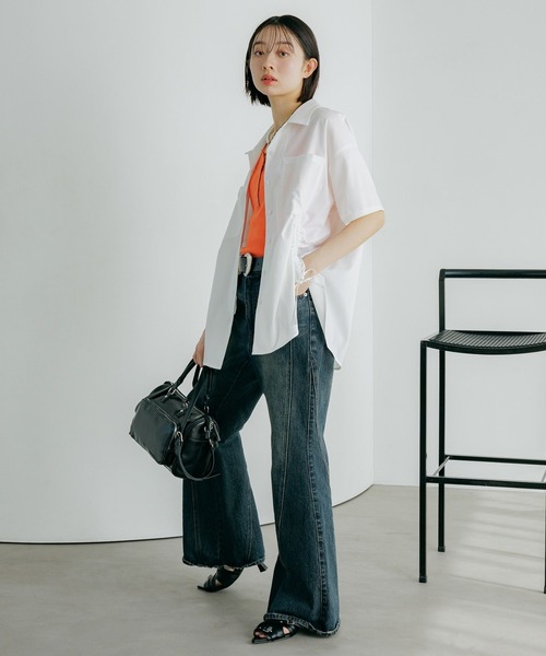 PAGEBOY(ページボーイ)の「クールイージードロストシャツ(シャツ/ブラウス・レディース・ブラック/オフホワイト/ダークグリーン・FREE)」の6枚目の写真