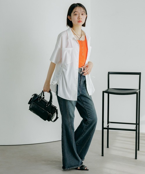 PAGEBOY(ページボーイ)の「クールイージードロストシャツ(シャツ/ブラウス・レディース・ブラック/オフホワイト/ダークグリーン・FREE)」の5枚目の写真