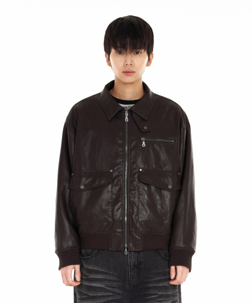 IDWS(アイドンワナセル)の「Misty Leather Blouson Brown(ライダースジャケット・レディース・その他・1/2)」の1枚目の写真
