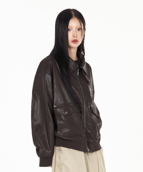 IDWS(アイドンワナセル)の「Misty Leather Blouson Brown(ライダースジャケット・レディース・その他・1/2)」の4枚目の写真