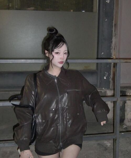 IDWS(アイドンワナセル)の「Misty Leather Blouson Brown(ライダースジャケット・レディース・その他・1/2)」の2枚目の写真