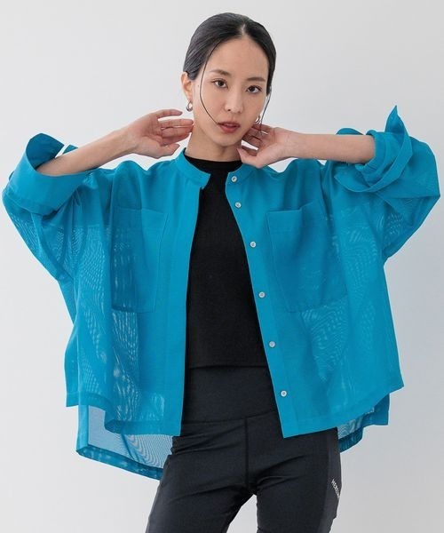 HEREIAM(ヘレイアム)の「【HEREIAM】BREEZEメッシュシャツ(シャツ/ブラウス・レディース・ブラック/ターコイズブルー/ホワイト/ダークベージュ・FREE)」の4枚目の写真