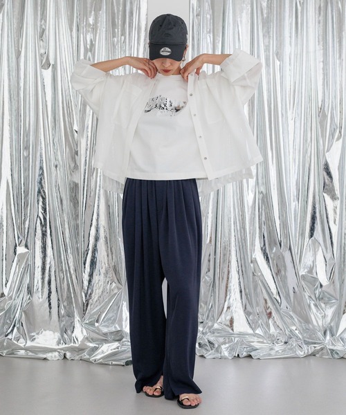 HEREIAM(ヘレイアム)の「【HEREIAM】BREEZEメッシュシャツ(シャツ/ブラウス・レディース・ブラック/ターコイズブルー/ホワイト/ダークベージュ・FREE)」の5枚目の写真