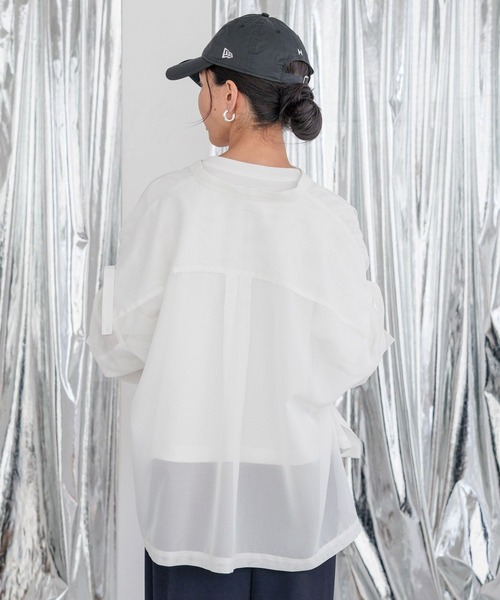 HEREIAM(ヘレイアム)の「【HEREIAM】BREEZEメッシュシャツ(シャツ/ブラウス・レディース・ブラック/ターコイズブルー/ホワイト/ダークベージュ・FREE)」の8枚目の写真