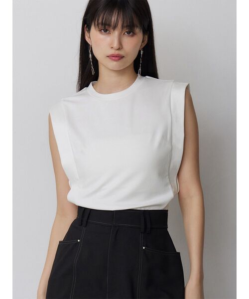 MURUA(ムルーア)の「【接触冷感】フレンチスリーブトップス 夏服(Tシャツ/カットソー・レディース・レッド/ホワイト/モカ/ブラック・FREE)」の2枚目の写真