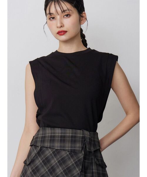 MURUA(ムルーア)の「【接触冷感】フレンチスリーブトップス 夏服(Tシャツ/カットソー・レディース・レッド/ホワイト/モカ/ブラック・FREE)」の3枚目の写真