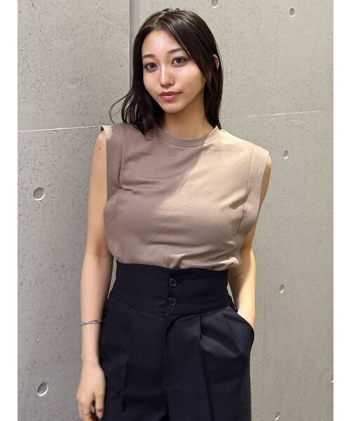 MURUA(ムルーア)の「【接触冷感】フレンチスリーブトップス 夏服(Tシャツ/カットソー・レディース・レッド/ホワイト/モカ/ブラック・FREE)」の18枚目の写真