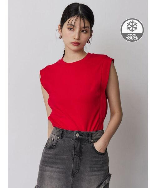 MURUA(ムルーア)の「【接触冷感】フレンチスリーブトップス 夏服(Tシャツ/カットソー・レディース・レッド/ホワイト/モカ/ブラック・FREE)」の17枚目の写真