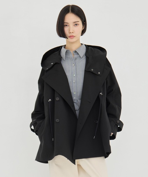 VACHEMENT（ヴァシュモン）の「【VACHEMENT/ヴァシュモン】グログランスタンドカラーブルゾン/春アウター（ブルゾン・レディース・ブラック/ライトベージュ・FREE）」の2枚目の写真