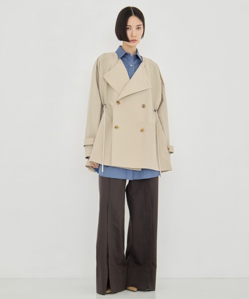 VACHEMENT（ヴァシュモン）の「【VACHEMENT/ヴァシュモン】グログランスタンドカラーブルゾン/春アウター（ブルゾン・レディース・ブラック/ライトベージュ・FREE）」の9枚目の写真