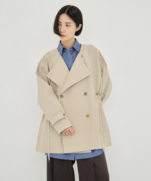 VACHEMENT（ヴァシュモン）の「【VACHEMENT/ヴァシュモン】グログランスタンドカラーブルゾン/春アウター（ブルゾン・レディース・ブラック/ライトベージュ・FREE）」の11枚目の写真