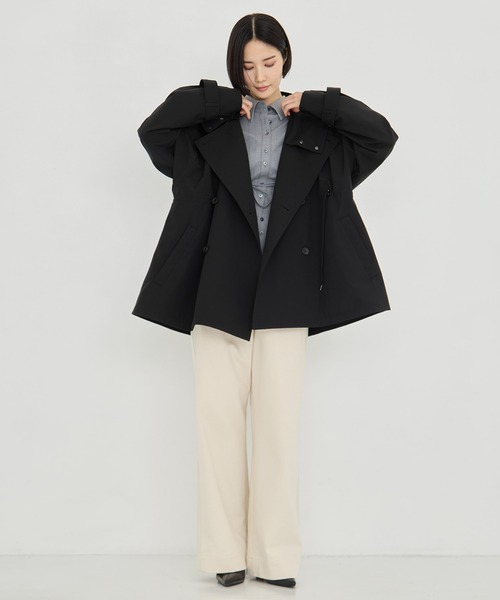 VACHEMENT（ヴァシュモン）の「【VACHEMENT/ヴァシュモン】グログランスタンドカラーブルゾン/春アウター（ブルゾン・レディース・ブラック/ライトベージュ・FREE）」の3枚目の写真