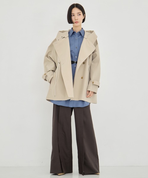 VACHEMENT（ヴァシュモン）の「【VACHEMENT/ヴァシュモン】グログランスタンドカラーブルゾン/春アウター（ブルゾン・レディース・ブラック/ライトベージュ・FREE）」の10枚目の写真