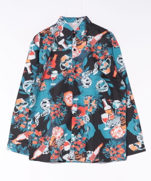 Belle Cie(ベルシー)の「レトロ総柄サテンオーバーシャツ(シャツ/ブラウス・レディース・ブラック・L/M/XXXL/XL)」の4枚目の写真