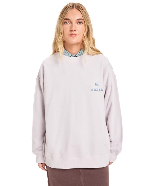 Quiksilver(クイックシルバー)の「QUIKSILVER ウィメンズ STANDARD CREW プルオーバー スウェット 生地 裏起毛/トレーナー(スウェット・レディース・グレー/ネイビー・SMALL)」の1枚目の写真