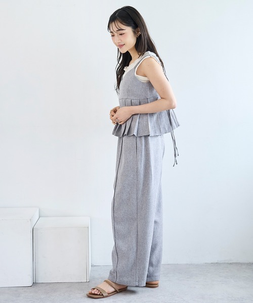 mil（ミル）の「リネンライク キャミセットアップ【586155】（サロペット/オーバーオール・レディース・ブラック/モカ/グレー・S/XS/FREE）」の14枚目の写真