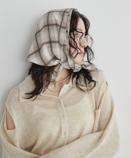 Aunt Marie's（アントマリーズ）の「チェックスカーフ（ストール/ショール・レディース・ブラック/ピンク/ホワイト・FREE）」の11枚目の写真