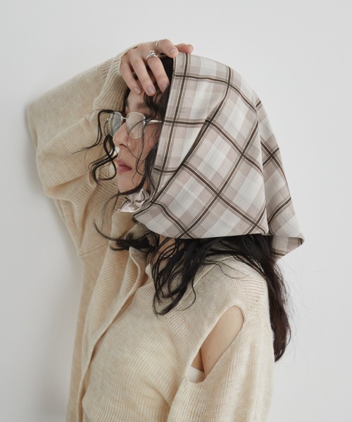 Aunt Marie's（アントマリーズ）の「チェックスカーフ（ストール/ショール・レディース・ブラック/ピンク/ホワイト・FREE）」の12枚目の写真