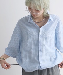 【THRASHER/スラッシャー】アップリケ刺繍 レギュラーカラー 半袖チェックシャツ