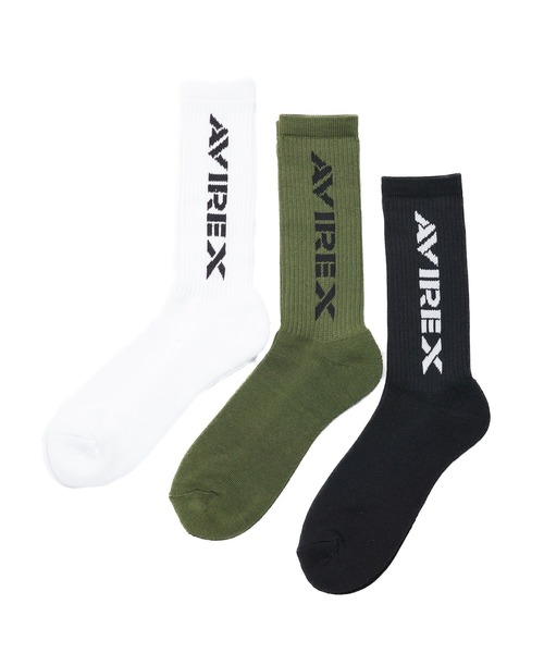 AVIREX(アヴィレックス)の「●AVIREX●Standard Logo Jacquard 3P Socks(ソックス/靴下・メンズ・その他・25-27)」の1枚目の写真