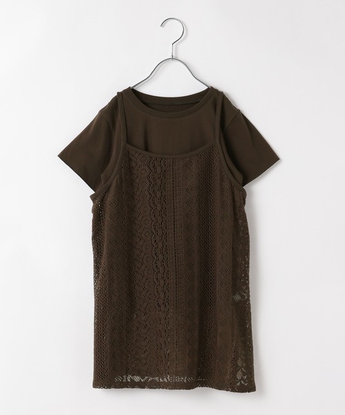 BAYFLOW（ベイフロー）の「[Tシャツ＋ワンピSET(3way)]レースセットワンピース(KIDS)（ワンピース・キッズ・ブラウン/オフホワイト・110cm/130cm/150cm）」の2枚目の写真
