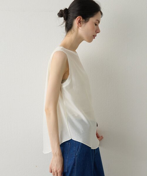 Drawing Numbers（ドローイング ナンバーズ）の「【Drawing Numbers】シャイニーシースルーノースリーブブラウス（シャツ/ブラウス・レディース・ブラック/グレイッシュベージュ/ホワイト・38）」の11枚目の写真