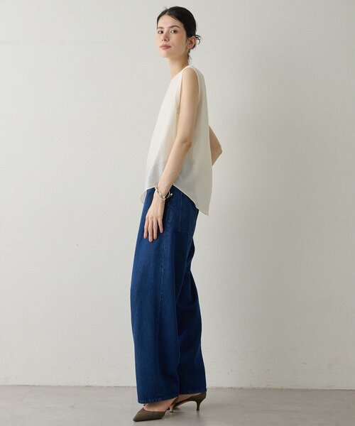 Drawing Numbers（ドローイング ナンバーズ）の「【Drawing Numbers】シャイニーシースルーノースリーブブラウス（シャツ/ブラウス・レディース・ブラック/グレイッシュベージュ/ホワイト・38）」の6枚目の写真