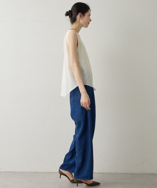 Drawing Numbers（ドローイング ナンバーズ）の「【Drawing Numbers】シャイニーシースルーノースリーブブラウス（シャツ/ブラウス・レディース・ブラック/グレイッシュベージュ/ホワイト・38）」の10枚目の写真