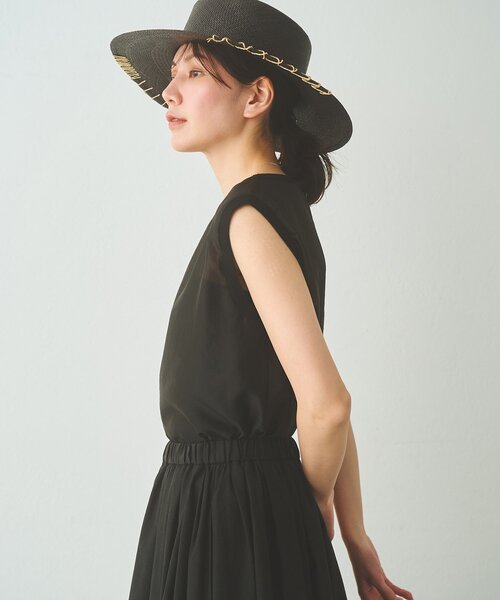 Drawing Numbers（ドローイング ナンバーズ）の「【Drawing Numbers】シャイニーシースルーノースリーブブラウス（シャツ/ブラウス・レディース・ブラック/グレイッシュベージュ/ホワイト・38）」の15枚目の写真