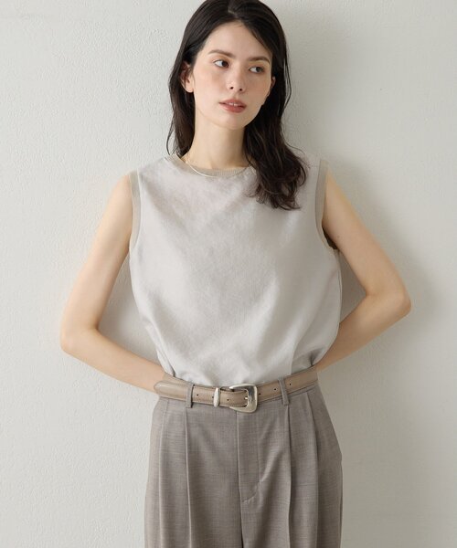 Drawing Numbers（ドローイング ナンバーズ）の「【Drawing Numbers】シャイニーシースルーノースリーブブラウス（シャツ/ブラウス・レディース・ブラック/グレイッシュベージュ/ホワイト・38）」の22枚目の写真