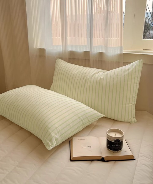 IRADOWL(アイラドール)の「【アイラドール room】パステルストライプ柄枕カバー(寝具・レディース・イエロー/パープル/ライトブルー/ライトグリーン・FREE)」の6枚目の写真