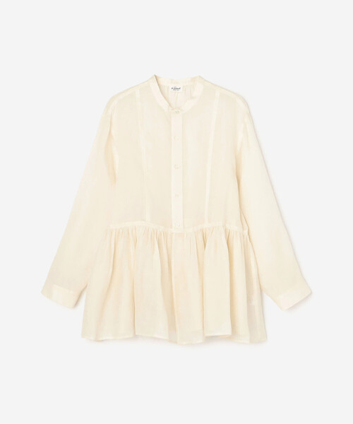 LE GLAZIK（ルグラジック）の「LE GLAZIK | ラミー ギャザーフレアシャツ WOMEN（シャツ/ブラウス・レディース・ブラック/アイボリー・36）」の5枚目の写真