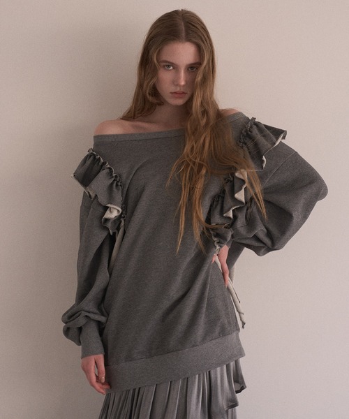 MIELI INVARIANT(ミエリインヴァリアント)の「Droopy Frill Sweat Tops(スウェット・レディース・ブラック/グレー・FREE)」の20枚目の写真